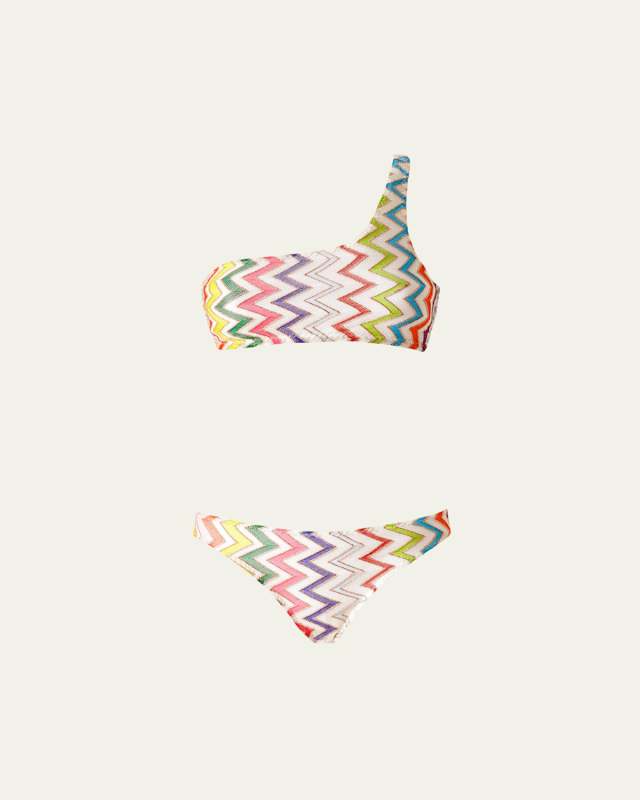 Zig-Zag Asymmetric Two-Piece Swimsuit